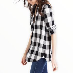 Madewell Slim Ex-Boyfriend Button Down Shirt in Black White Buffalo Check size S